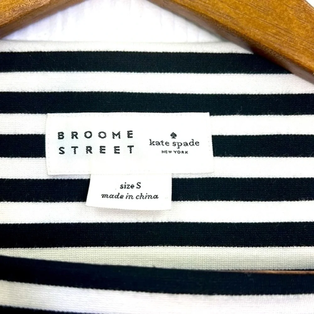 Kate Spade - Brooke Street Black & White Stripes Quarter Sleeve Midi Dress SM